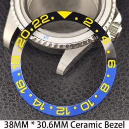 Sloping 38mm * 30.6mm Ceramic/Aluminum Bezel GMT and Diving Watch Insert Fits for 40mm Men's Watch Case Bezel Replacement Insert