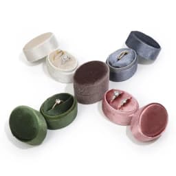 Velvet Double Ring Oval Pink Box Holder For Earring Jewelry Organizer Storage Wedding Ceremony Engagement Display Case Stand