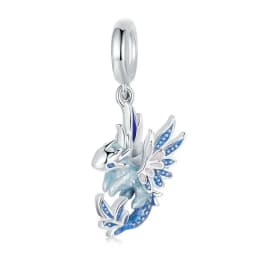 WOSTU 925 Sterling Silver Flying Dragon Charms Pendant Colorful Phoenix Beads Fit Original DIY Bracelet Wholesale