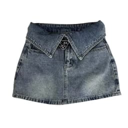 Y2k Hip Flange Wrapped A-line Skirt for women Denim Short Skirt Harajuku Streetwear Leisure Women High Waisted Self skirts