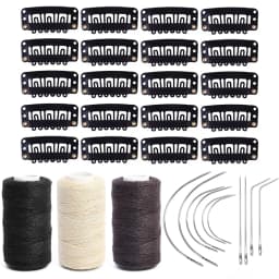 3 Rolls Hair Weaving Threads with 10 Pieces Sewing Needle Weaving Threads for Making Wigs Hand Sewing Hair Weft DIY