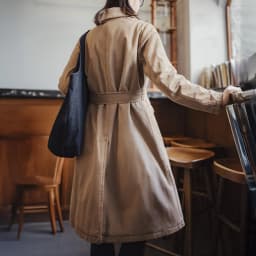 Maden Women's Long Trench Coat Double-Breasted Belted Warm Wool-Like Lining Vintage Cotton Twill Autumn Winter Outerwear