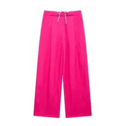 DUOPERI Women Fashion Solid Lace Up Side Zipper Straight Pants Vintage High Elastic Waist Female Chic Lady Trousers