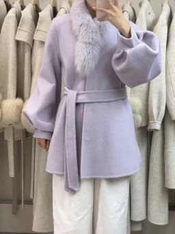OFTBUY Women's Short Wool Coat Real Fox Fur Collar Belted Waist Woolen Clothing Winter Warm Luxury Slim Solid Color Outerwear