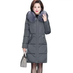 Middle-aged mother Winter Coat Thicken Slim Cotton padded Jacket Windproof Loose Female Warm Fur collar Hooded Parkas Outwear