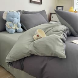 Ins Style Solid Color Duvet Cover Set Washed Cotton Bedclothes Comforter Cover Pillowcase Soft Bedding Sets Quilt Covers 220x240