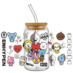 Korean Popular Music Group UV DTF Bottle Stickers Glasses Cup Transfer Stickers DIY Stationery Computer Waterproof Sticker