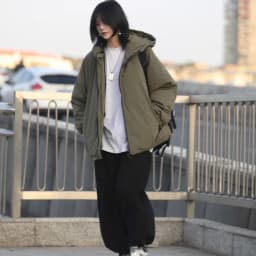 Preppy Padded Jacket Japan Style Thickened Plush Zipper Parkas Women's College Men's and Women's Warm Hooded Loose Winter Coat