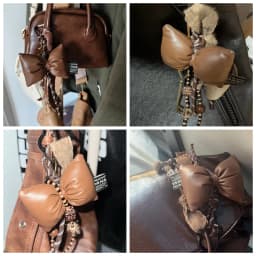 Modern Leather Bow Design Keychain Bag Decors Coffee Colored Fashion Bag Pendant Charm Ornament Women Hanging Accessory