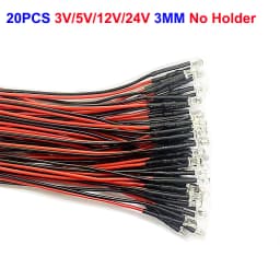 20-1000pcs 3mm 5mm 10mm LED Pre-wired water clear 3V 5V 12V Red Green Blue white RGB UV light-emitting diode with Plastic Holder