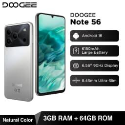 Global Version DOOGEE Note 56 Smartphone Android 16 6150mAh Large Battery 6.56'' 90Hz Display 24GB 64GB Mobile Phone