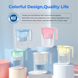 Waterdrop PT-05 Water Filter Pitcher, 7-Cup Capacity, NSF Certified, Pink | 5X Longer Filter Life, Up to 200 Gallons, for Fridge, Countertop, and Gift Giving, Reduces PFOA/PFOS, Chlorine