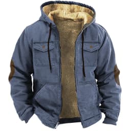 Men's Winter Fleece Hoodies Solid Patchwork Fashion Hooded Windbreaker Jacket Male Loose Work Wear Clothes Sweatshirt Outwear