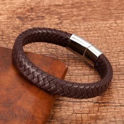 Red Black Classic Men's Leather Bracelets Charm Design Stainless Steel Magnet Bangles For Women Friendship Couple Jewelry Gifts