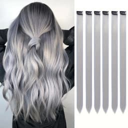 6pcs/pack Clip in Hair Extensions Colored Party Highlights for Girls 22inch Multi-colors Straight Hair Synthetic Hairpieces