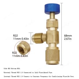 Liquid Safety Valve R410A R22 Air Conditioning Refrigerant 1/4" Safety Adapter Air Conditioning Repair And Fluoride Safety Valve