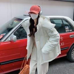 Korean Heart Shaped Short Down Cotton Jacket Women Harajuku Winter Couple Bread Style Outerwear Casual Thick Warm Hooded Parkas