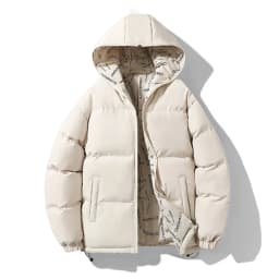 Winter Reversible Zip-Up Padded Jacket Men's Plus Size Thick Warm Outerwear