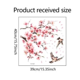 Pink Tree Branches Peach Blossoms And Birds Wall Stickers For Glass Window Decoration Bedroom Living Room Self-Adhesive Decor
