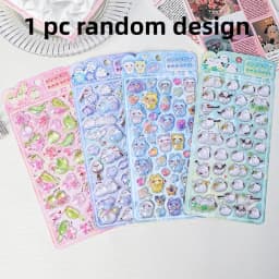 1 pc/4 pcs Cute Cartoon Birds Bear Drop 3D Relief Stickers Journaling DIY Diary Stationery Sticker Decor School Supplies
