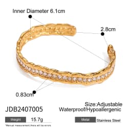 Uworld Delicate Crystal Bangle For Women Minimalist 18K Gold Plated Stainless Steel Bangle Party Wedding Fashion Jewelry Gift