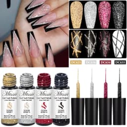 2/4/6pcs Reflective Glitter Liner Gel Nail Polish Set Pull Line Graffiti Painting Stripe DIY French Nails Design Painting Gel