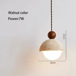 Natural Cave Stone Pendant Light LED Yellow Travertine Bedside Hanging Lighting Fixture for Restaurant Bedroom Living Room Decor
