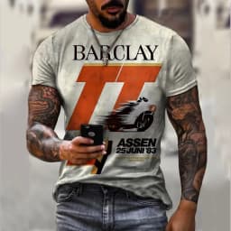 New Arrives Men's Tshirt Lemans Car Vintage Pattern T shirts Summer Oversized Casual Tees Mens Short Sleeve Tops Men Clothing