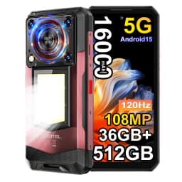 Smartphone OUKITEL WP56 36GB (12+24) 512GB Android 15 16000 mAh 45W Lampe de camping 6.8'' 120Hz 128dB 108 MP 5G Mobile Phone