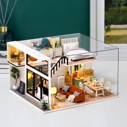 3D Wooden Mini Doll House Assembly Building With Furniture Kit DIY Handmade Duplex Apartment Production Toys Birthday Gifts