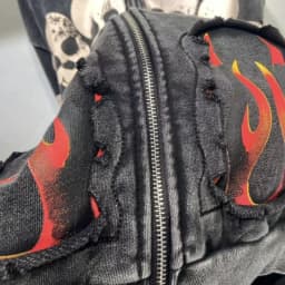 Asian Code Hiphop Street Distressed Washed Worn SATOSHI Zip-up Hoodie Flame Skeleton Vintage Faded Print Jacket Men Women Outfit