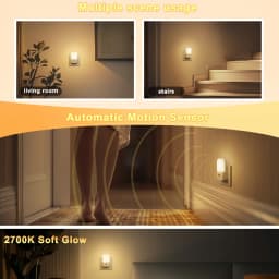 5 Brightness Levels, ON/OFF/AUTO Mode Night Light with Motion Sensor, Motion Activated Night Light