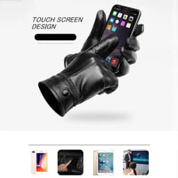 Winter Gloves for Men Sheepskin Leather Touch Screen Men's Gloves High Quality Warm Full Finger Men Mittens Driving Riding