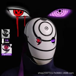Naruto Anime Helmet mask eyes shining Cosplay Uchiha Obito Shine Mask Akatsuki Sharingan Cartoon Shine Highly Imitative toy Mask