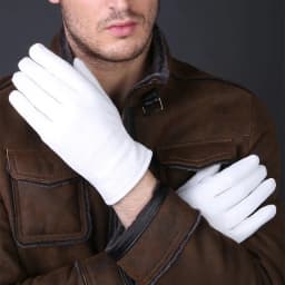 2025 Winter Genuine Leather White Gloves For Men Women Keep Warm Solid Wrist Lambskin Driving Glove