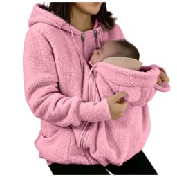2-In-1 Maternity Clothes Autumn Winter Plush Hoodies Kangaroo Design Big Pockets Jackets For Pregnant Women Warm Baby Wearing