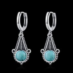 New Elegant Natural Kyanite S925 Silver Drop Earrings for Women Vintage Jewelry Wedding Engagement Hoop Earrings Gifts