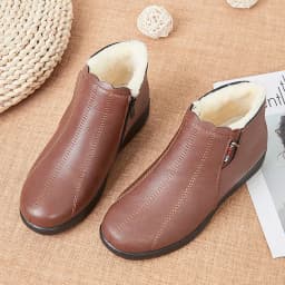 2025 Top Quality Mom Leather Ankle Boots Women Non-slip Winter Fur Snow Boots Female Wedge Oxford Sneakers Womens Winter Shoes