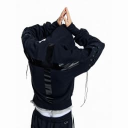 Punk Style Short Wax Rope Strap Sleeve Zipper Hoodie Subcultural Hooded Sweatshirt Cardigan Coat Men and Women