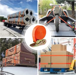 Ratchet Straps Heavy Duty 10 Pack -6M x25mm - 800 kg, 0.8 t Break Strength w/ Safety Lock - Cargo Straps for Moving, Appliances