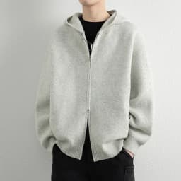 Legible Autumn Winter Casual Sweaters Men Solid Color Hooded Sweatercoats Male Loose Zip-up Knitted Cardigan Man