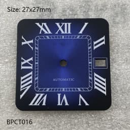 27mm S Logo NH35 Dial Square Roman Santo S Dial for NH35 Automatic Movement Black Blue Hands NH35 FCK 9-5 Dial Watch Accessories