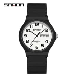 SANDA 9072 Personalized Casual Simple Waterproof Night Light Date Silicone Strap Youth Quartz Watch Men's and Women's Gifts