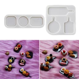 Miniature Food Candy Biscuits Tray Silicone Mold Mini Dessert Tray Plate Uv Resin Mold Food Play Round Keychain Silicone Mold