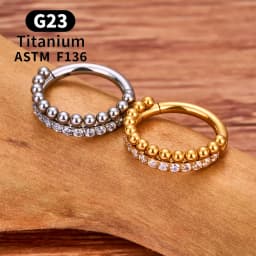 ASTM F136 Titanium 16G Hinged Nose Ring CZ Septum Clicker Cartilage Hoop Earrings Tragus Rook Daith Conch Helix Piercing Jewelry