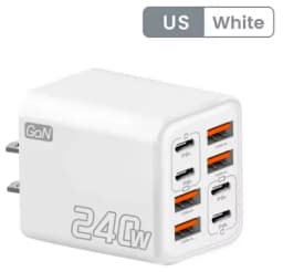 8 in 1 GaN Desktop USB Phone Charger 240W PD Fast Charger 4PD 4USB For iPhone 16 15 Pro Samsung Xiaomi EU US Plug Power Adapter