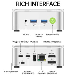 GMKtec G10 Mini PC AMD Ryzen 5 3500U DDR4 RAM 64GB Support Dual M.2 NVMe SSD 16TB Triple Display 8K HDMI DP Type-C WiFi5 BT5.0
