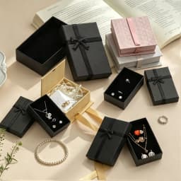 32pcs 5x8cm Jewelry Box with Sponge Black Necklace Ring Studs Earrings Paper Jewellery Boxes Birthday Gift Packaging Display