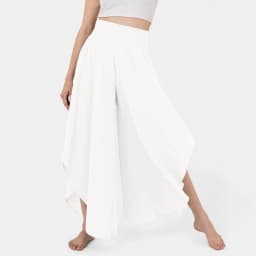 Women's Flowy Large Size Palazzo Pants Irregular Hem High Waist Casual Cropped Pants Summer Lightweight Elastic Beach Pants