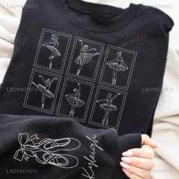 Custom Ballet Dancer Personalized Name Mom Gift Aesthetic tamp Sweatshirt Mama Recital autumn and winter Long Sleeve Pullover